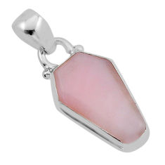 925 sterling silver 5.43cts coffin natural pink opal fancy pendant jewelry n7672