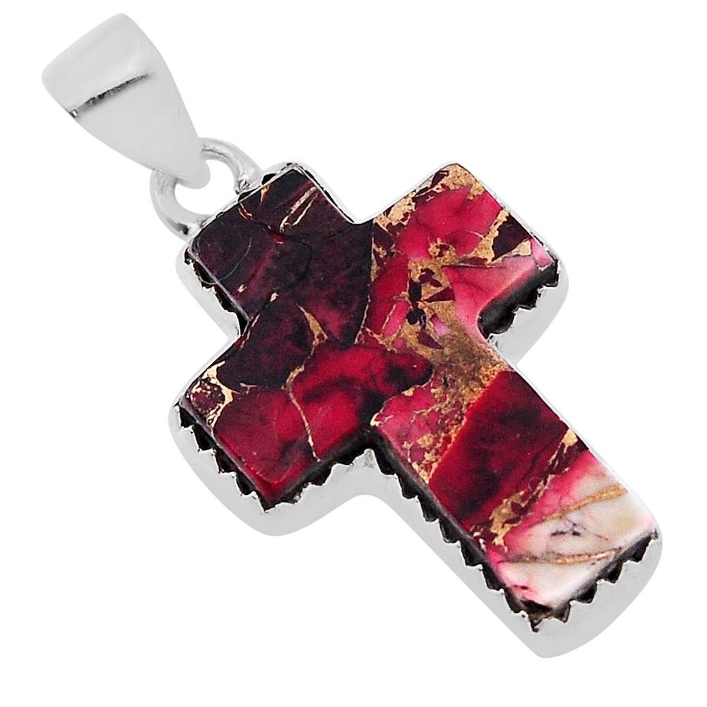 925 sterling silver 9.31cts dahlia red rose holy cross pendant jewelry n31734