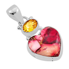 925 sterling silver 11.11cts dahlia rose heart citrine pendant jewelry n7108