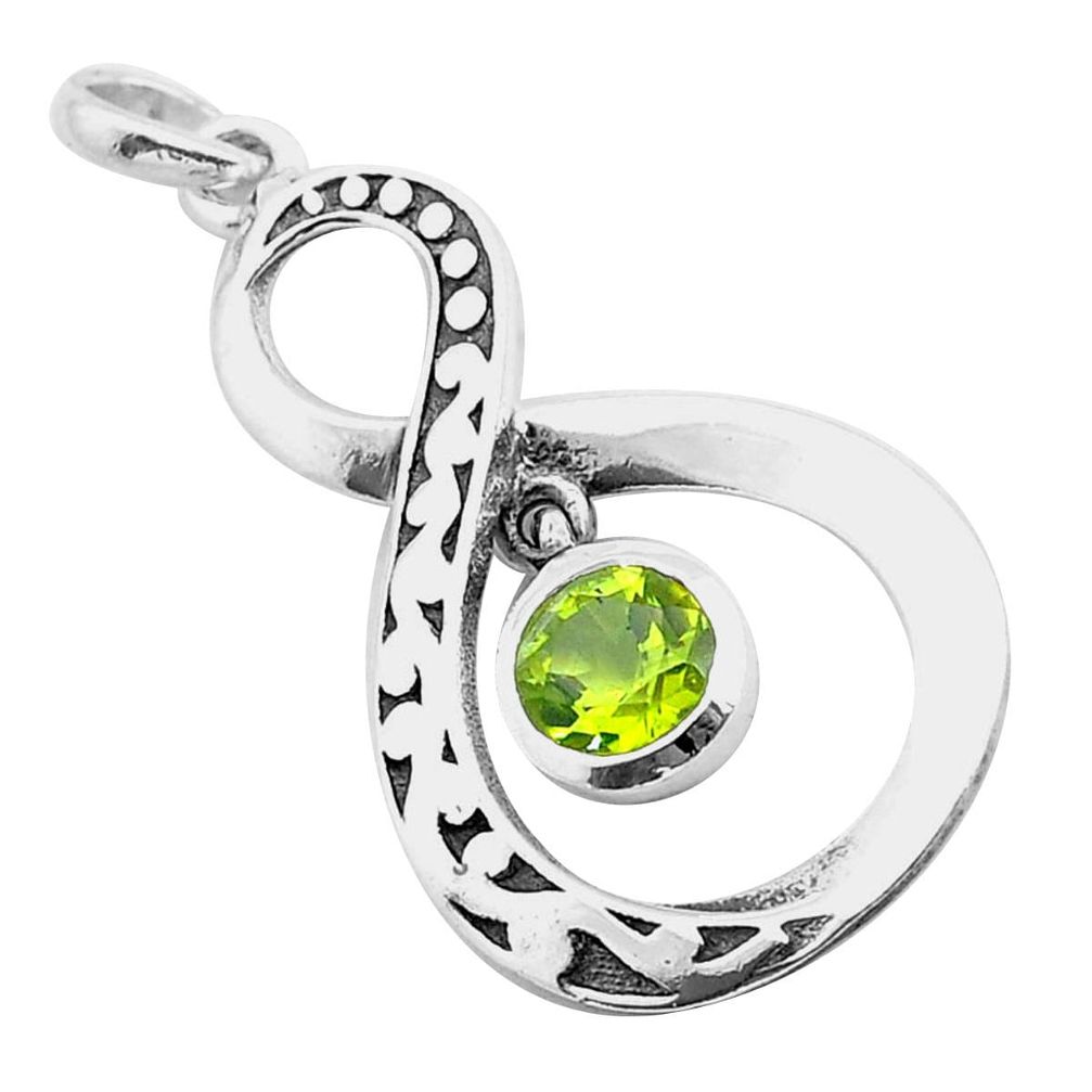 925 sterling silver 1.20cts faceted green peridot infinity pendant u59360