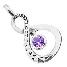 925 sterling silver 1.18cts faceted natural amethyst infinity pendant u59356