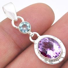 925 sterling silver 4.62cts faceted natural amethyst topaz pendant u61011
