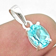 925 sterling silver 1.73cts faceted natural blue topaz pendant jewelry u36331