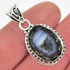 925 sterling silver 10.69cts faceted natural brown geode druzy pendant y18900