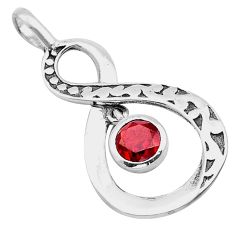925 sterling silver 1.13cts faceted natural garnet infinity pendant u59331