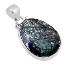 925 sterling silver 12.07cts faceted natural green prehnite fancy pendant n44296