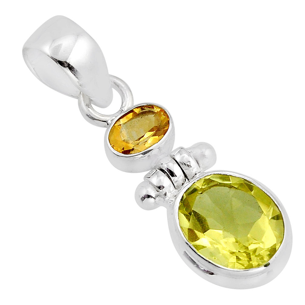 925 sterling silver 6.82cts faceted natural lemon topaz citrine pendant y82089