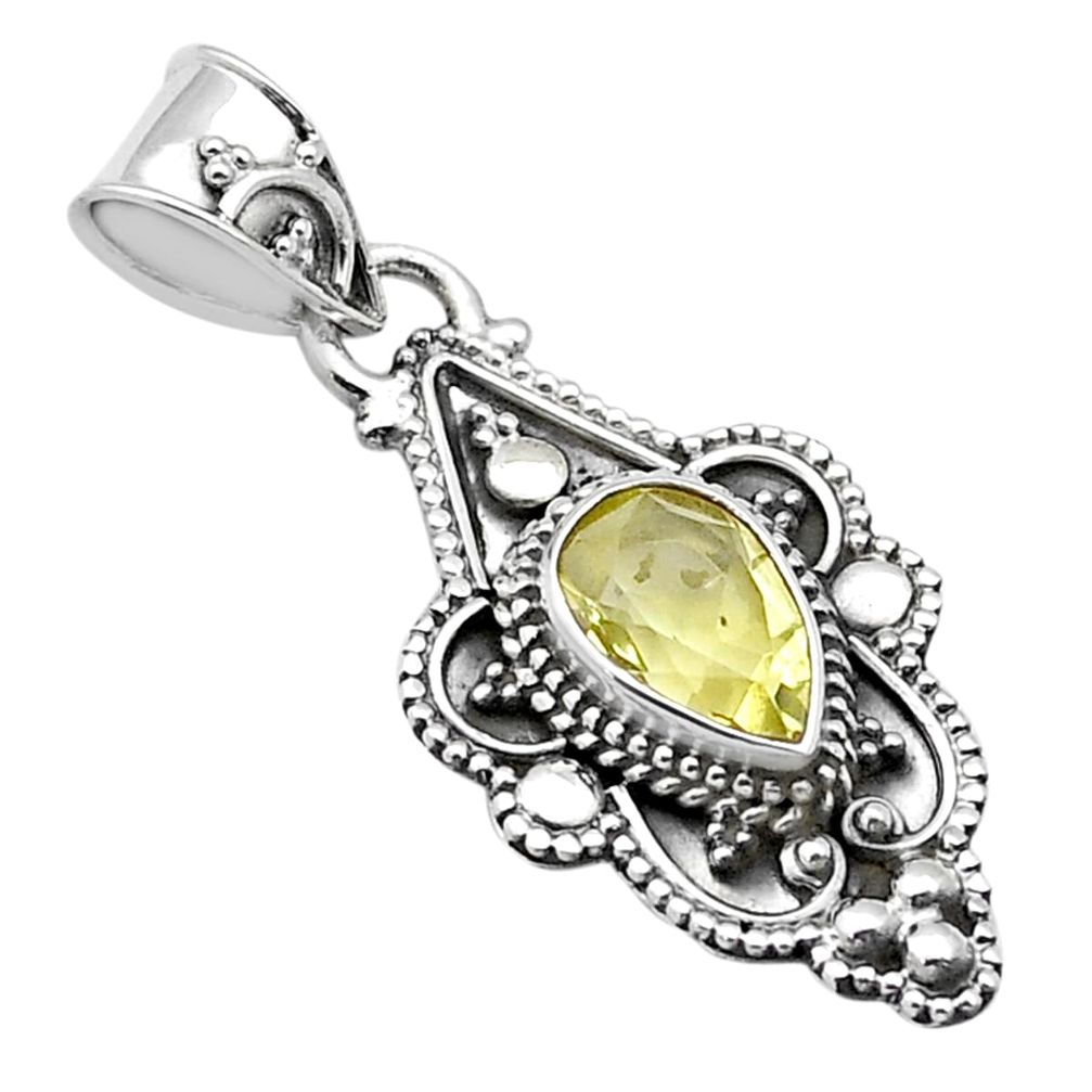 925 sterling silver 2.42cts faceted natural lemon topaz pendant jewelry u66360