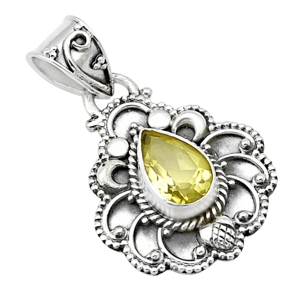 925 sterling silver 2.16cts faceted natural lemon topaz pendant jewelry u66383