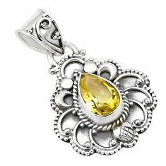 925 sterling silver 2.06cts faceted natural lemon topaz pendant jewelry u66396