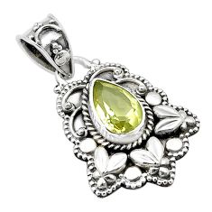 925 sterling silver 2.16cts faceted natural lemon topaz pendant jewelry u66449