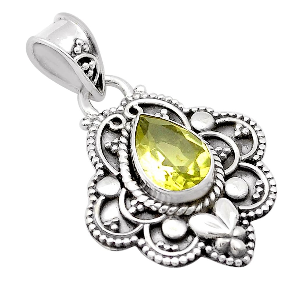 925 sterling silver 2.07cts faceted natural lemon topaz pendant jewelry u66524