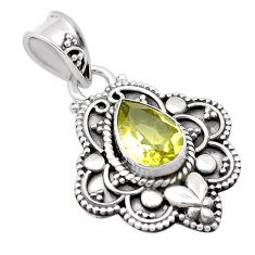 925 sterling silver 2.07cts faceted natural lemon topaz pendant jewelry u66524