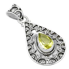 925 sterling silver 2.16cts faceted natural lemon topaz pendant jewelry u66553