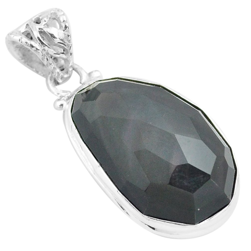 ver 19.72cts faceted natural rainbow obsidian eye pendant p71955