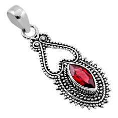 925 sterling silver 2.55cts faceted natural red garnet marquise pendant n36368