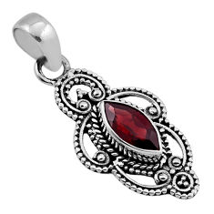 925 sterling silver 2.28cts faceted natural red garnet marquise pendant n36445