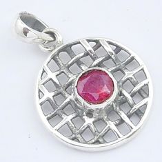925 sterling silver 0.76cts faceted natural red ruby pendant jewelry u56431