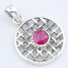 925 sterling silver 0.78cts faceted natural red ruby pendant jewelry u56433