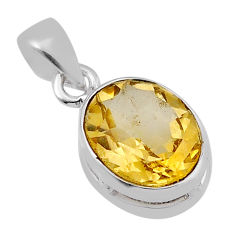 925 sterling silver 5.24cts faceted natural yellow citrine oval pendant n40702