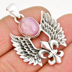 925 sterling silver 5.13cts feather natural pink kunzite pendant jewelry y7897