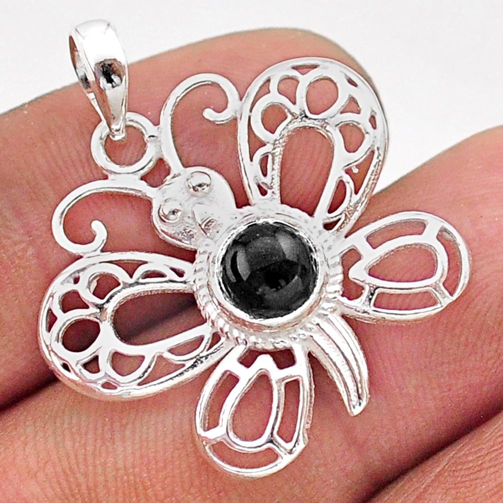 925 sterling silver 1.10cts filigree natural black onyx butterfly pendant t59651