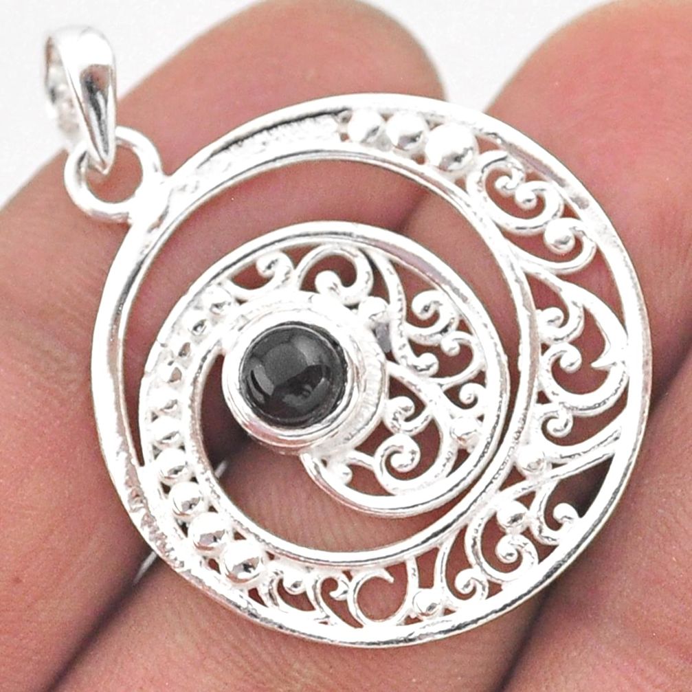 925 sterling silver 0.85cts filigree natural black onyx pendant jewelry t59853