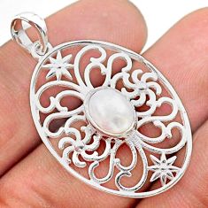 925 sterling silver 2.32cts filigree natural white pearl oval pendant t59624