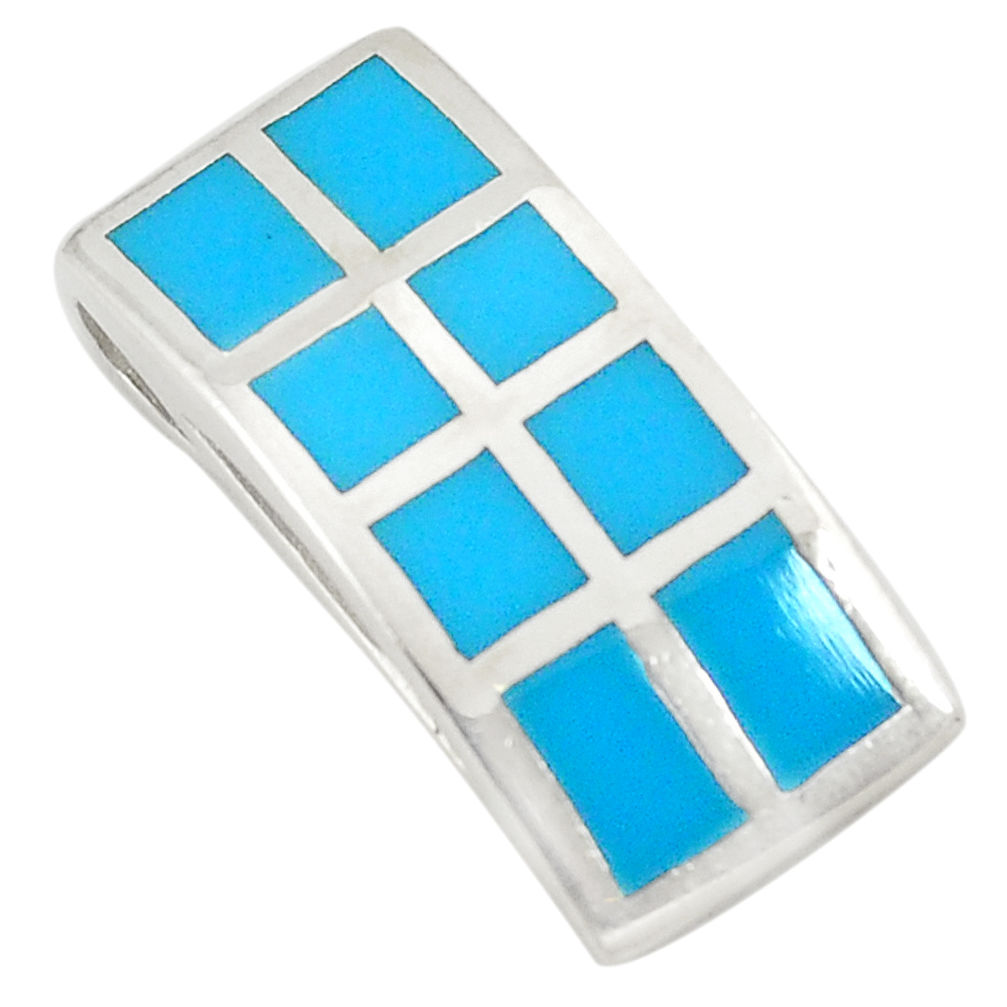 LAB 925 sterling silver fine blue turquoise enamel pendant jewelry a76000 c14410