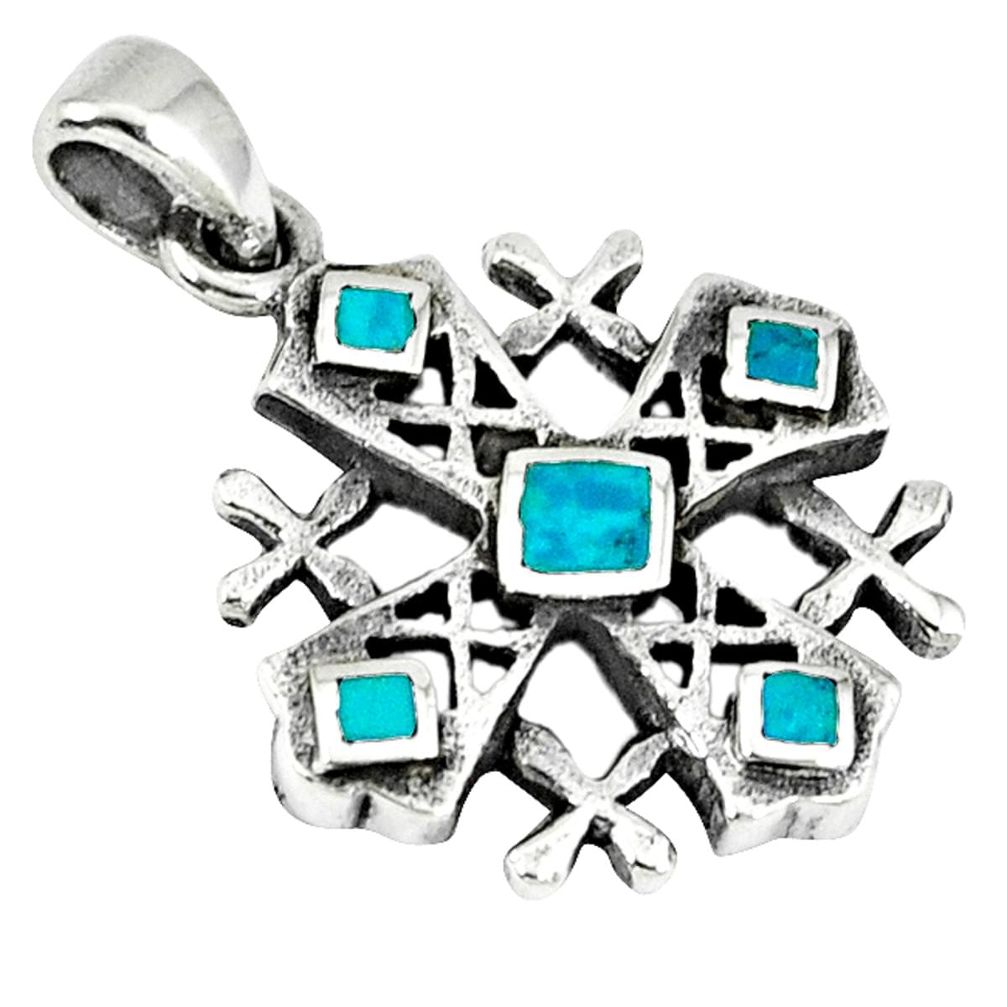 925 sterling silver fine green turquoise enamel cross pendant jewelry c10887