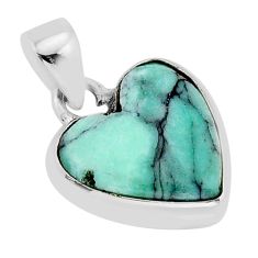 925 sterling silver 7.52cts fine green turquoise heart pendant jewelry y64737