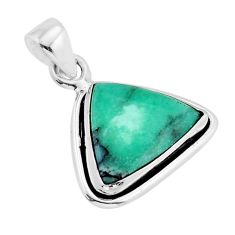 925 sterling silver 7.81cts fine green turquoise trillion pendant jewelry y64743