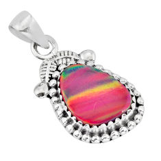 925 sterling silver 3.45cts fine volcano aurora opal pendant jewelry y72836