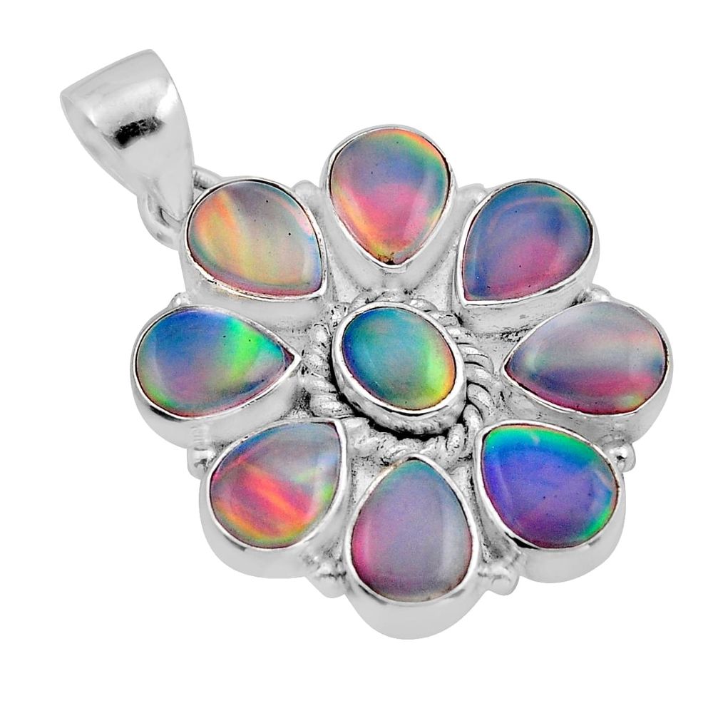 925 sterling silver 11.83cts fine volcano aurora opal pendant jewelry y85329
