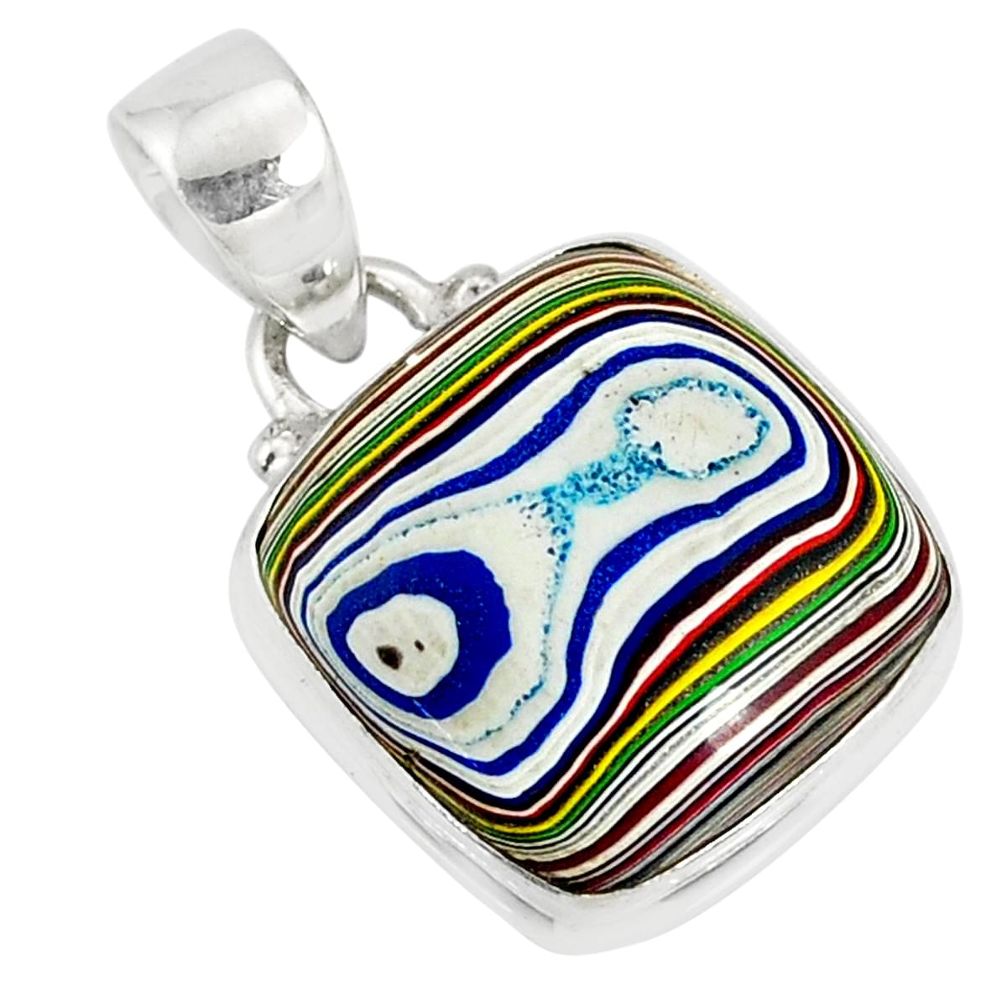 925 sterling silver 8.15cts fordite detroit agate cushion pendant r77918