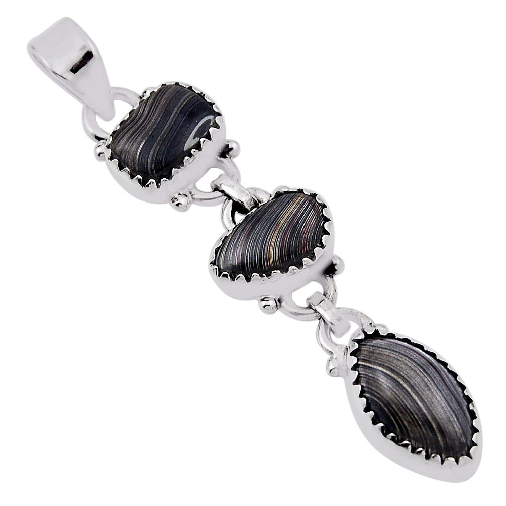 925 sterling silver 8.05cts fordite detroit agate octagan pendant jewelry n31320