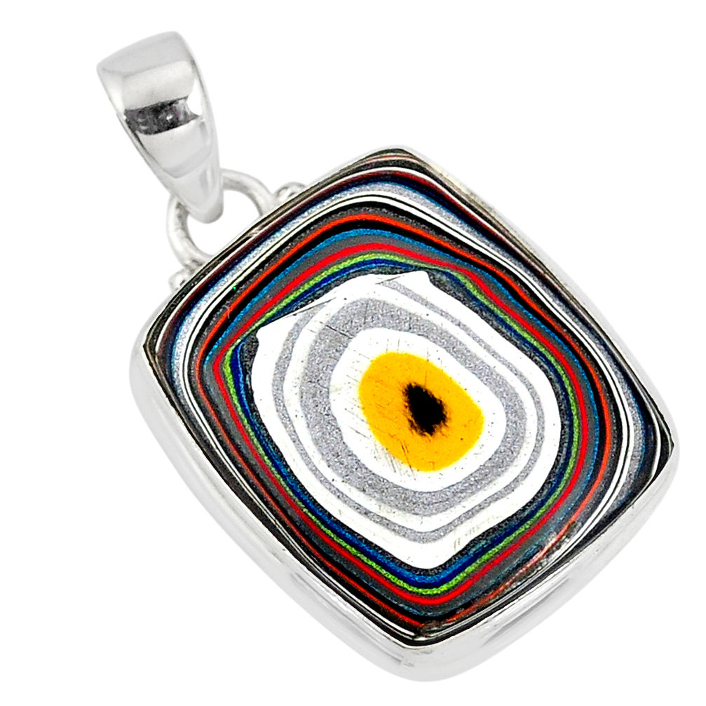 925 sterling silver 10.65cts fordite detroit agate octagan pendant r77929