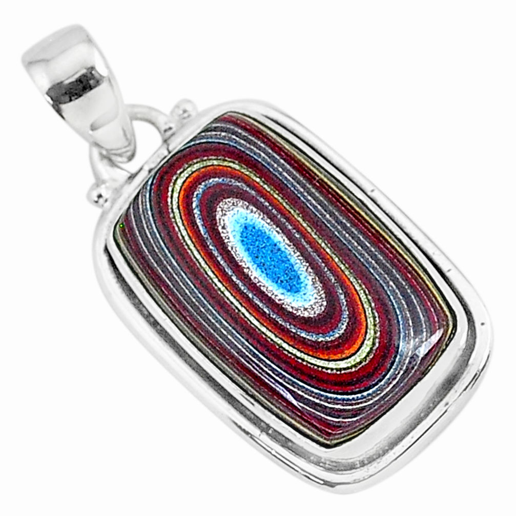 925 sterling silver 11.57cts fordite detroit agate octagan pendant r92684