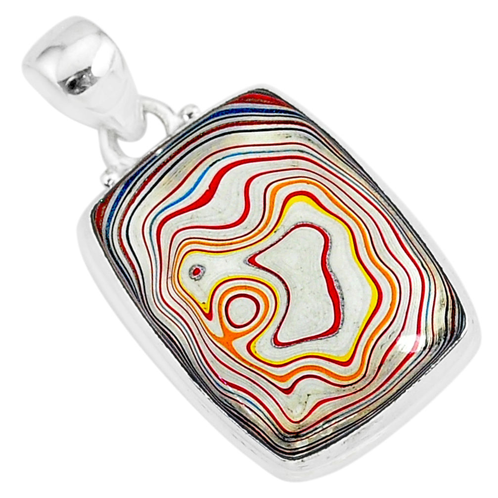 925 sterling silver 12.58cts fordite detroit agate octagan pendant r92693