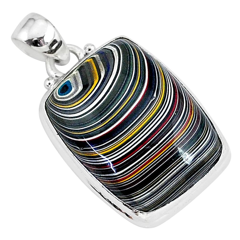 925 sterling silver 12.58cts fordite detroit agate octagan shape pendant r92665