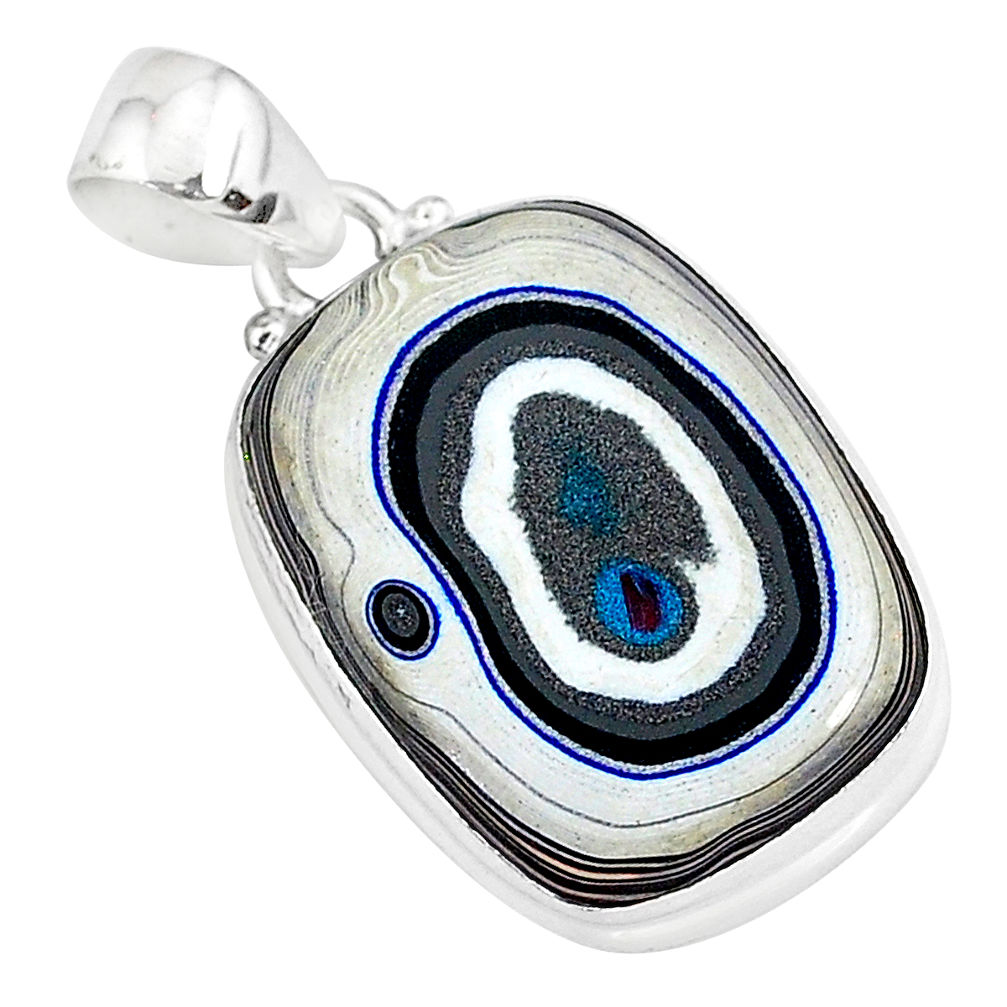 925 sterling silver 12.58cts fordite detroit agate octagan shape pendant r92680