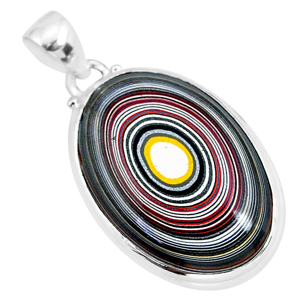 925 sterling silver 13.70cts fordite detroit agate oval handmade pendant r92640