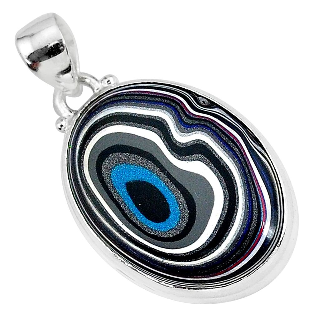 925 sterling silver 11.17cts fordite detroit agate oval handmade pendant r92644