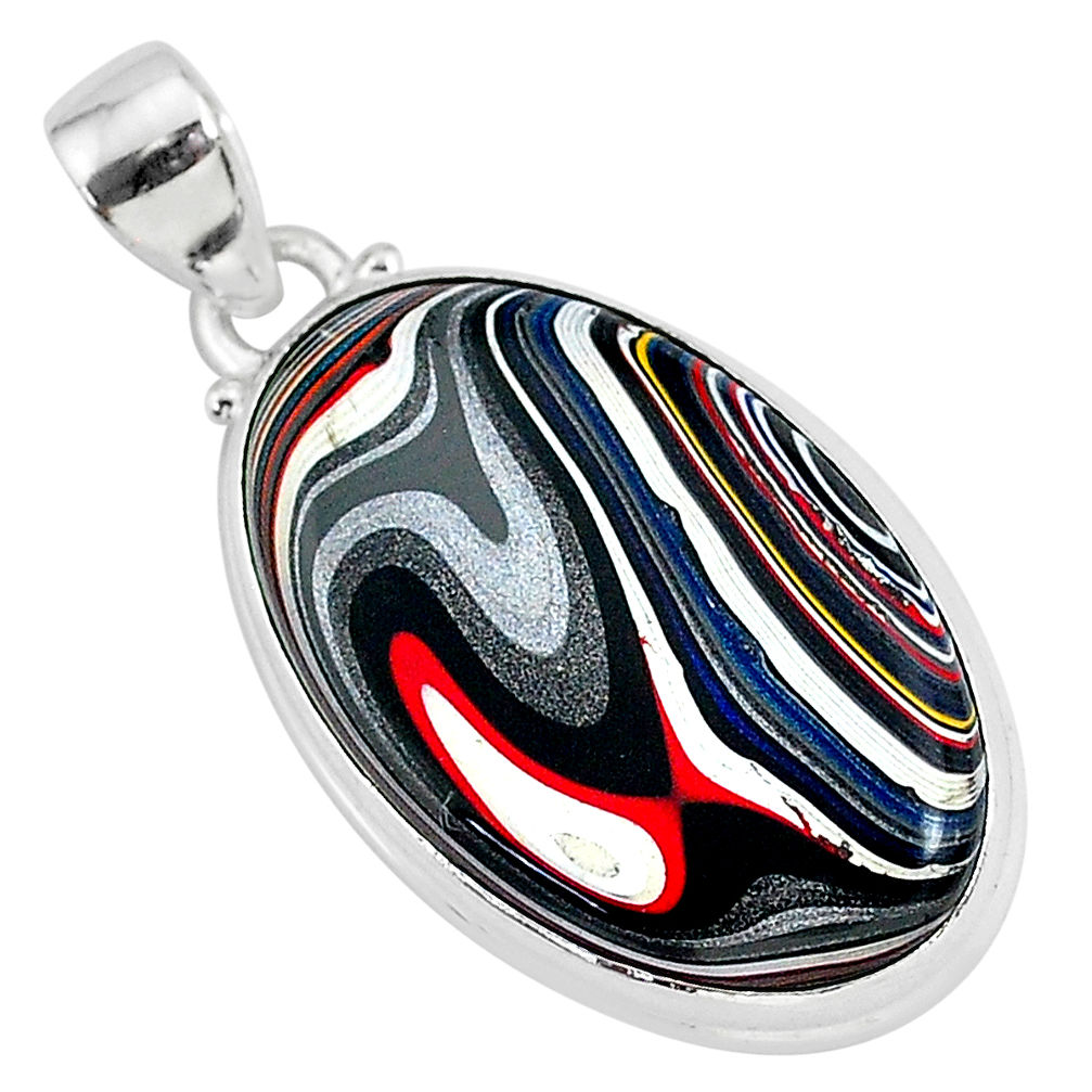925 sterling silver 12.18cts fordite detroit agate oval handmade pendant r92647