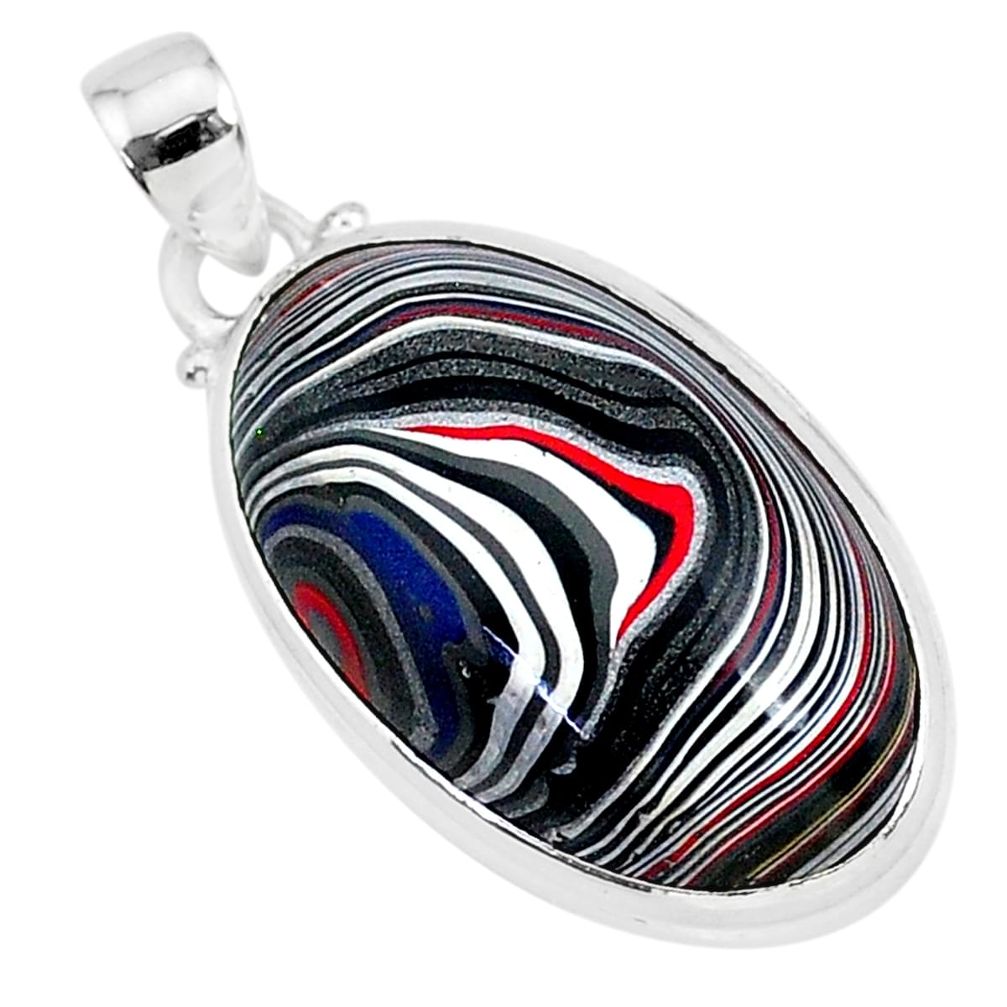 925 sterling silver 12.58cts fordite detroit agate oval handmade pendant r92697