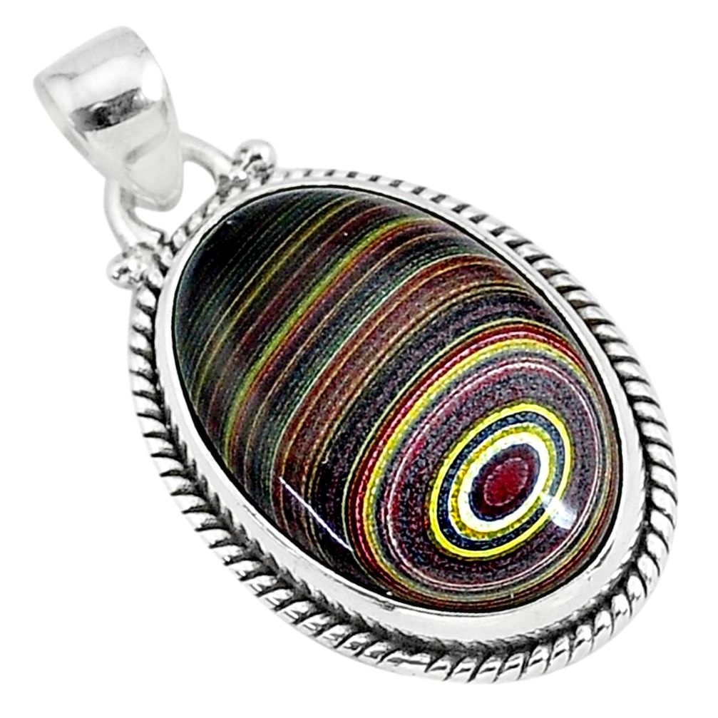 925 sterling silver 9.22cts fordite detroit agate oval handmade pendant r92759