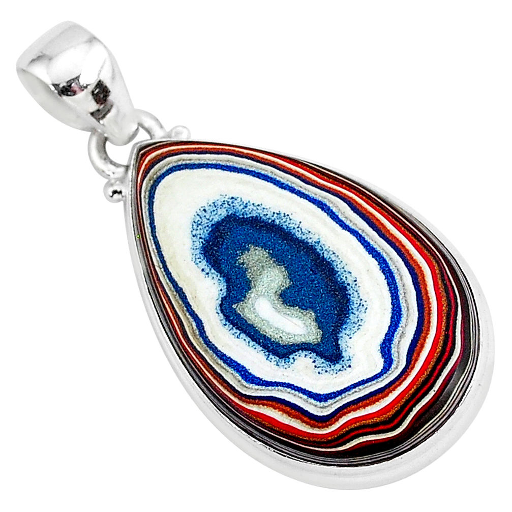 925 sterling silver 13.15cts fordite detroit agate pear handmade pendant r92667