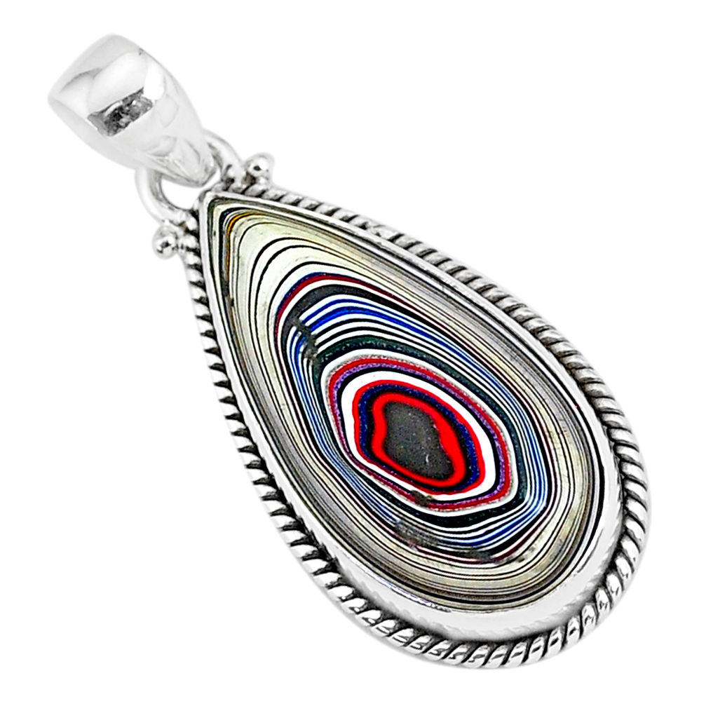 925 sterling silver 13.70cts fordite detroit agate pear handmade pendant r92700