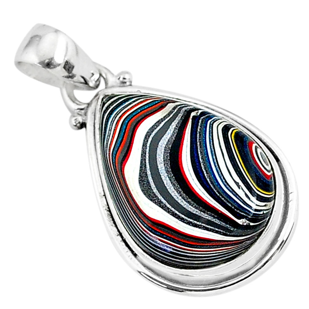 925 sterling silver 10.65cts fordite detroit agate pear handmade pendant r92720