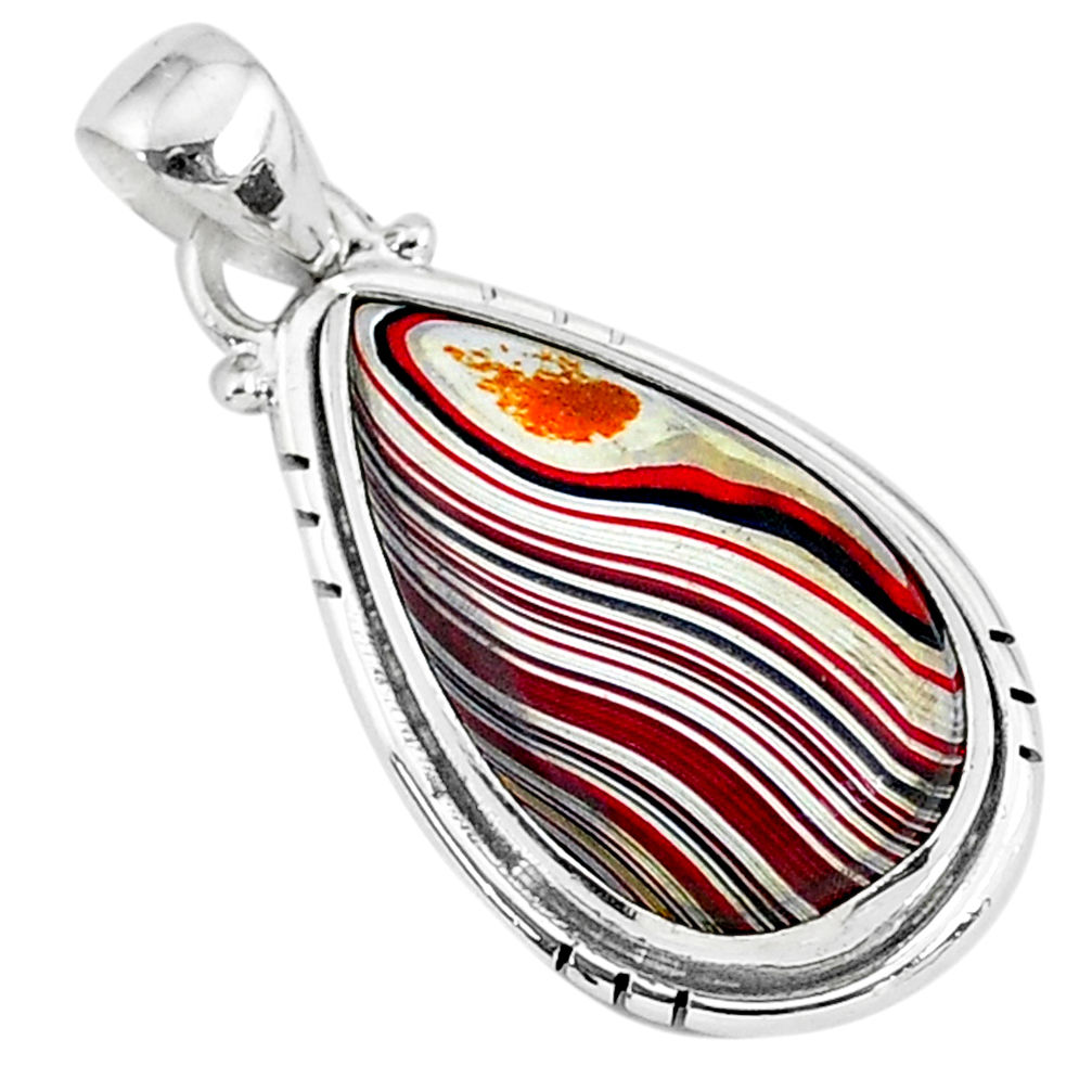 925 sterling silver 8.68cts fordite detroit agate pear handmade pendant r92743